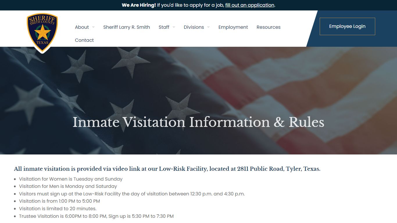 Inmate Visitation | Smith County Sheriff's Department