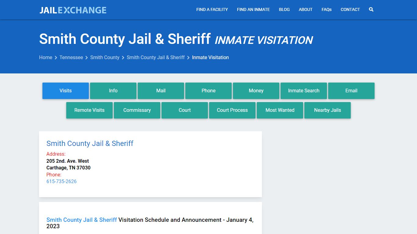 Inmate Visitation - Smith County Jail & Sheriff, TN - Jail Exchange