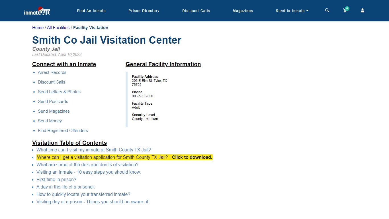 Smith County TX Jail | Visitation, dress code & visiting hours - InmateAid